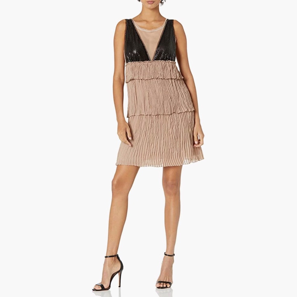 BCBGMaxAzria Averil sequin pleated dress
